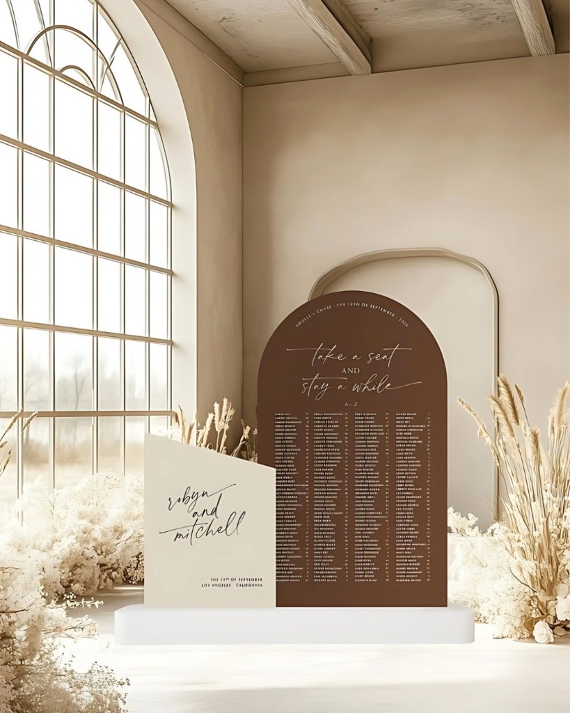 Wedding welcome and seating chart signage